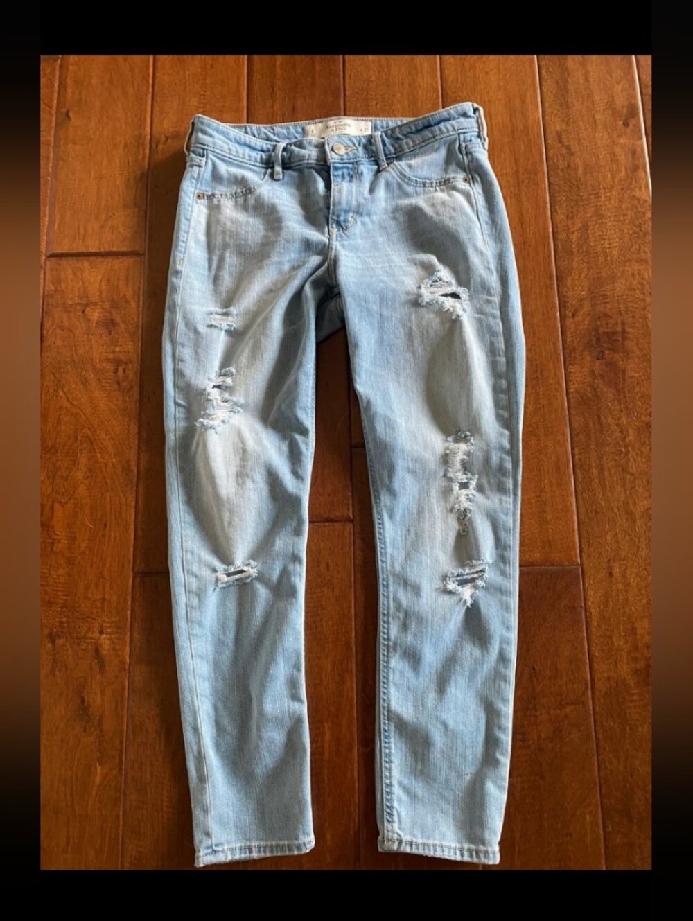Abercrombie & Fitch Light Blue Ripped Skinny Jeans